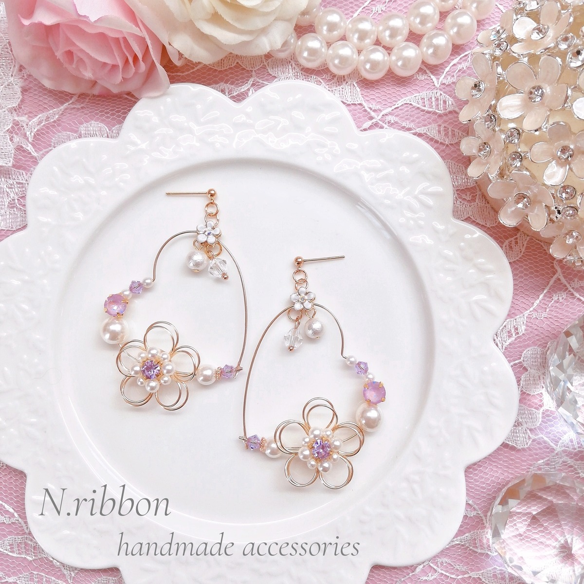 ❁フラワーハート♡ピアス No.6 宜しく