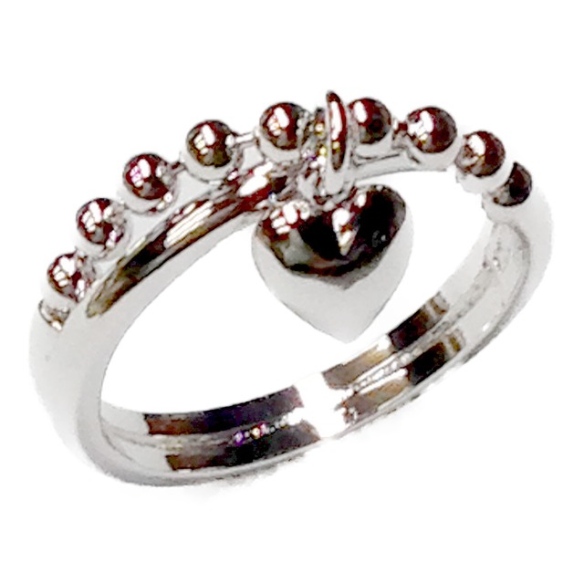 SILVER925 恋する乙女☆ハートチャームリング / SR-7024