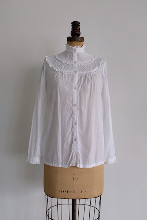 [VINTAGE]80s cotton frill blouse