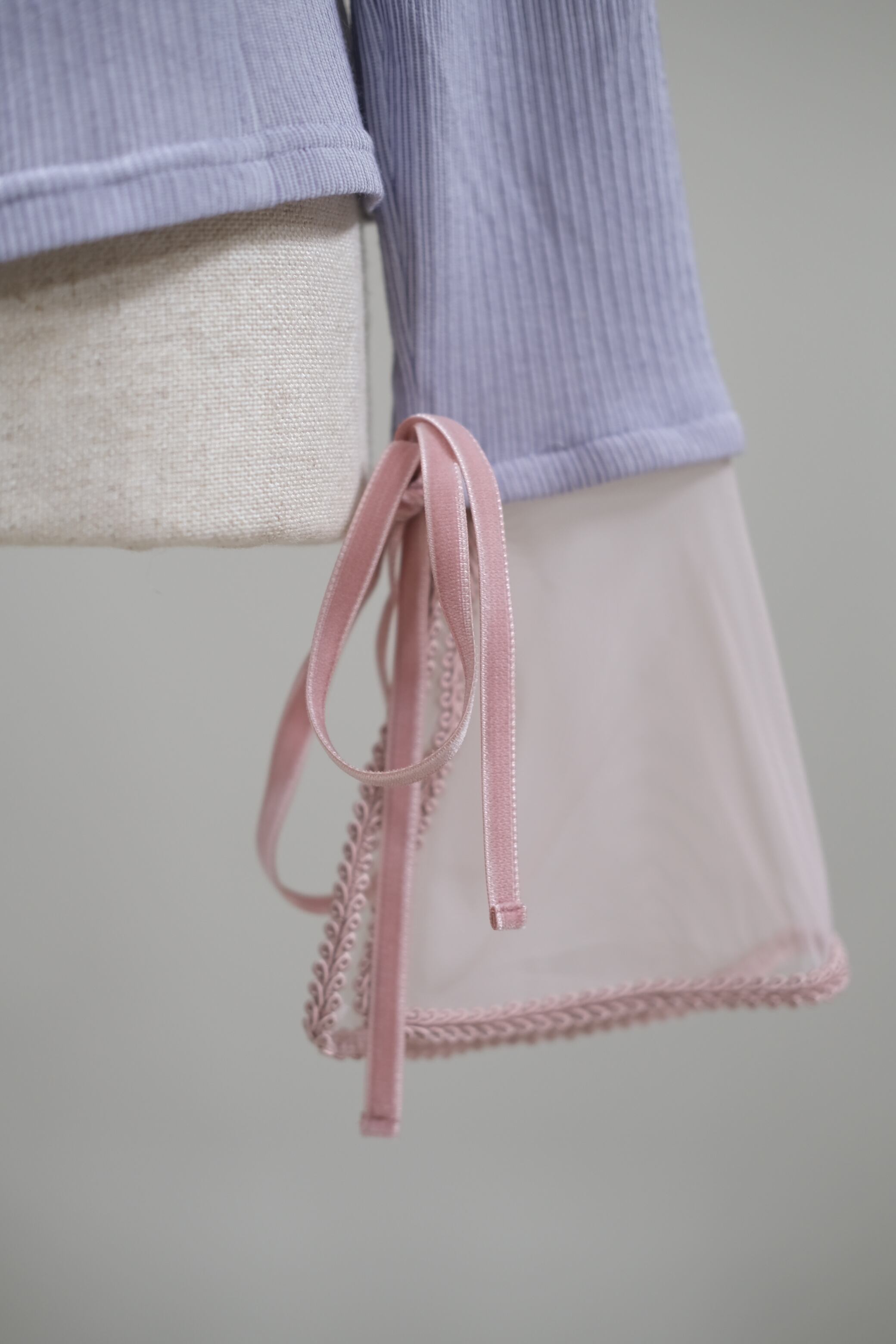 Tanaka Daisuke】sheer sleeve random rib cardigan - lavender - | loop