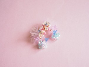tulle flower ピアス/イヤリング