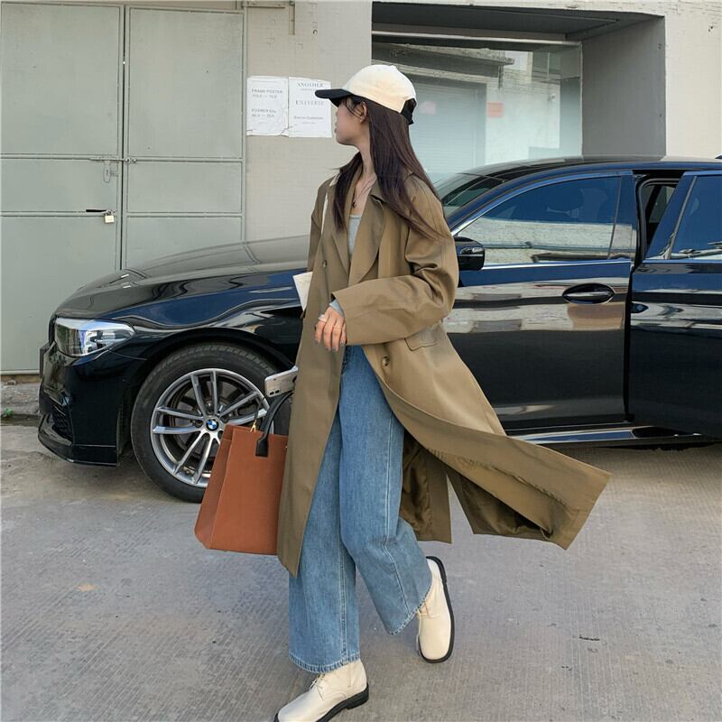 スタイルルーズオータムブラウンジャケット ロング 秋物 モンロー42101701733