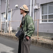 Leh(レー)Bonber Jacket、YASHIKI(ヤシキ)カーディガンコーディネート2