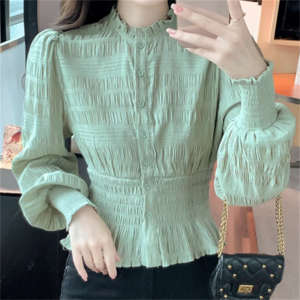 【送料無料】 ブラウス トップス 2色 萌え袖 袖あり 長袖 マトンスリーブ ハイネック クルーネック 立体感 ポリエステル 薄手生地 かわいい 大人可愛い 大人女子 こなれ感 シンプル カジュアル 大人 上品 おしゃれ お洒落 ラフ コンサバ エレガント フェミニン 無地 春 30代 40代 レディース 女性 デート お出かけ お茶会 女子会 休日 演奏会 授業参観 二次会 着回し プチプライス カラバリ デイリーユース 普段使い オルチャン 韓国系 ファッション 定番アイテム 着痩せ インスタ映え