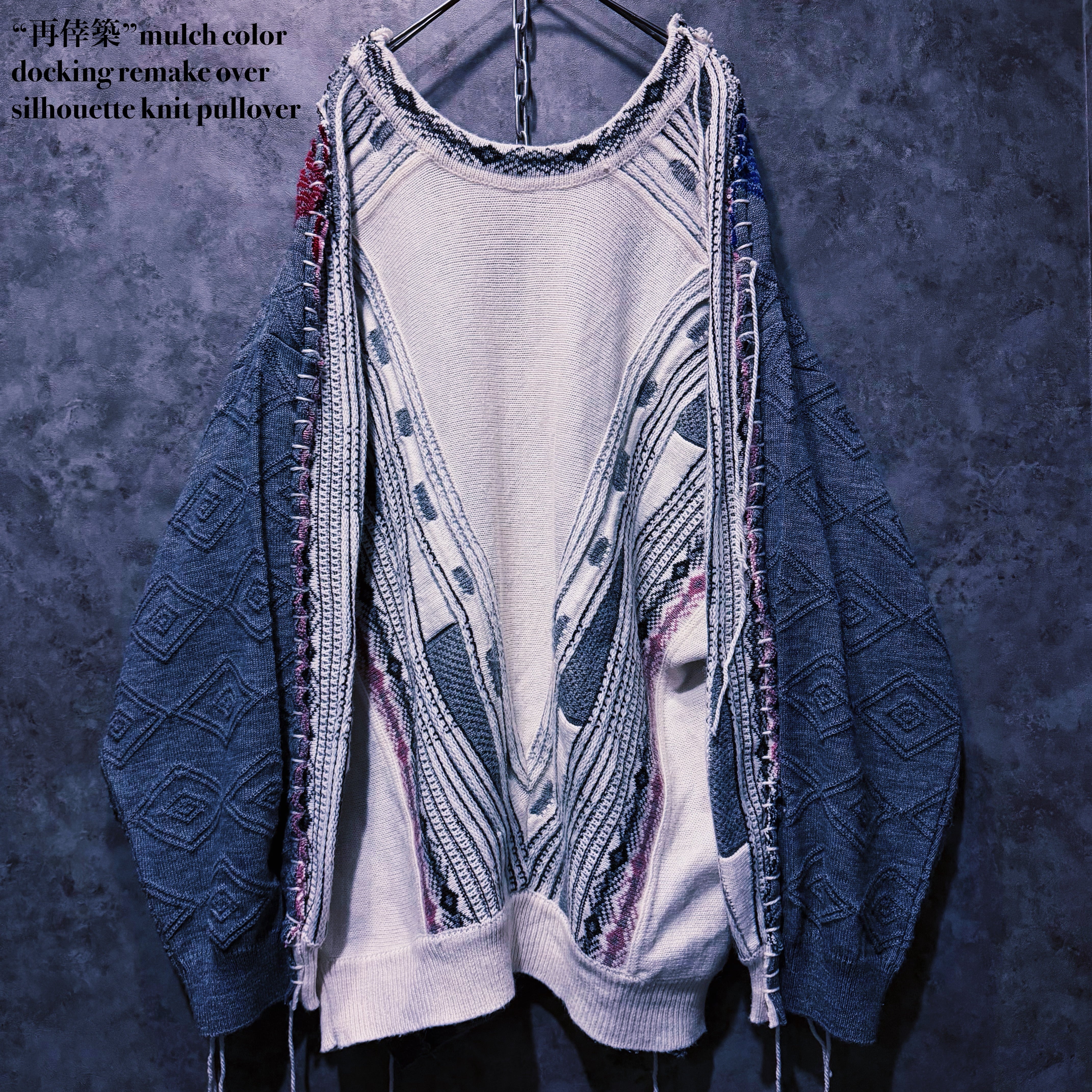 【 doppio】“再倖築”mulch color docking remake over silhouette knit pullover