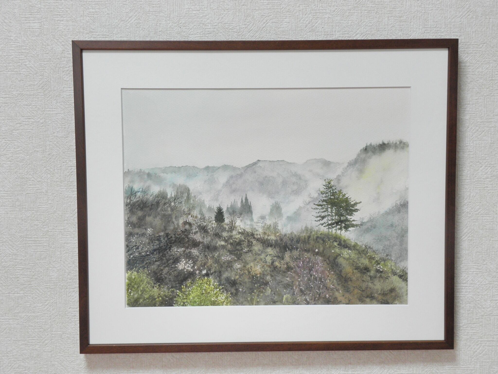 水彩画 漁港の風景 山下丸 額装品 F6号サイズ 絵画 油絵 港 風景画」の