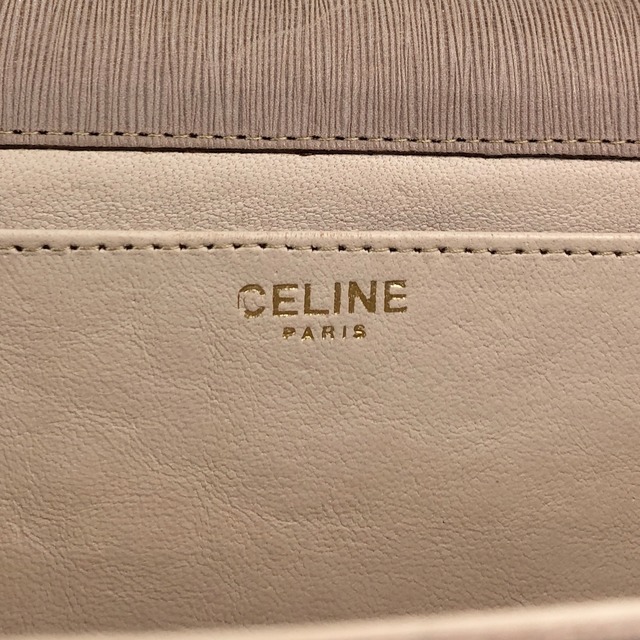 CELINE セリーヌ ショルダーバッグ ベージュ トリオンフ レザー ラインストーン チェーンショルダー vintage ヴィンテージ オールド x4sgdj
