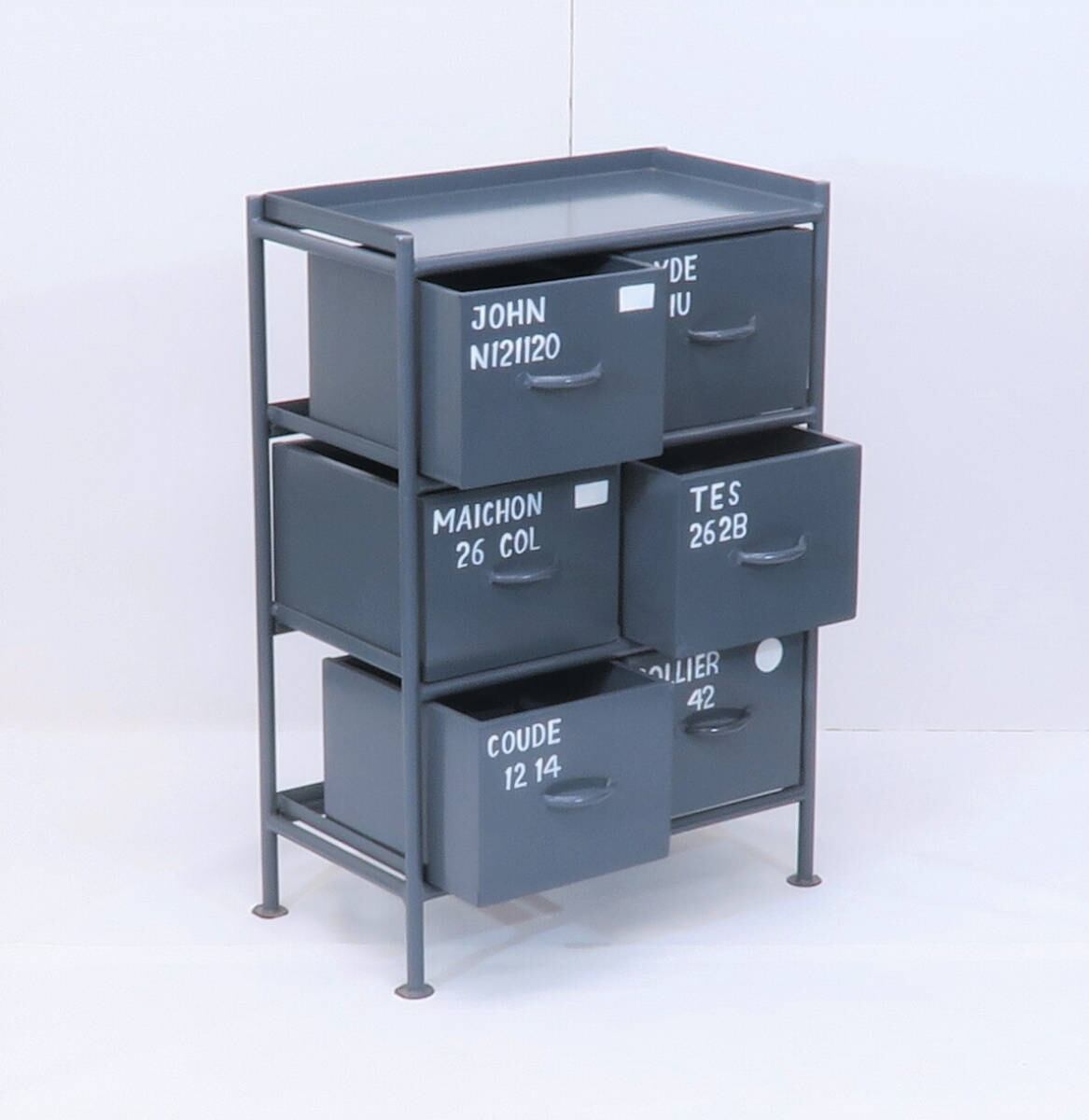 VERTICAL 6 DRAWERS CHEST - GRAY / 縦型 アイアンチェスト 6杯 グレー 