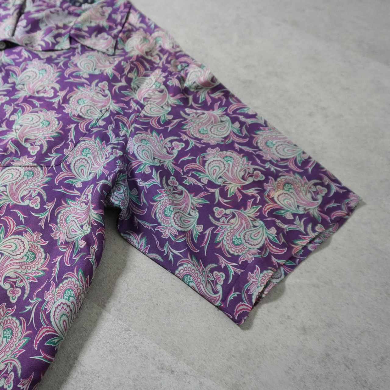 90s Polo by Ralph Lauren Silk open-collar shirt "made in USA"  Purple Paisley [L] 古着 - 8