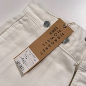 タグ付き MARGARET HOWELL マーガレットハウエル EDWIN エドウィン ホワイト デニムパンツ バックベルト サイズ W28/サスペンダーボタン