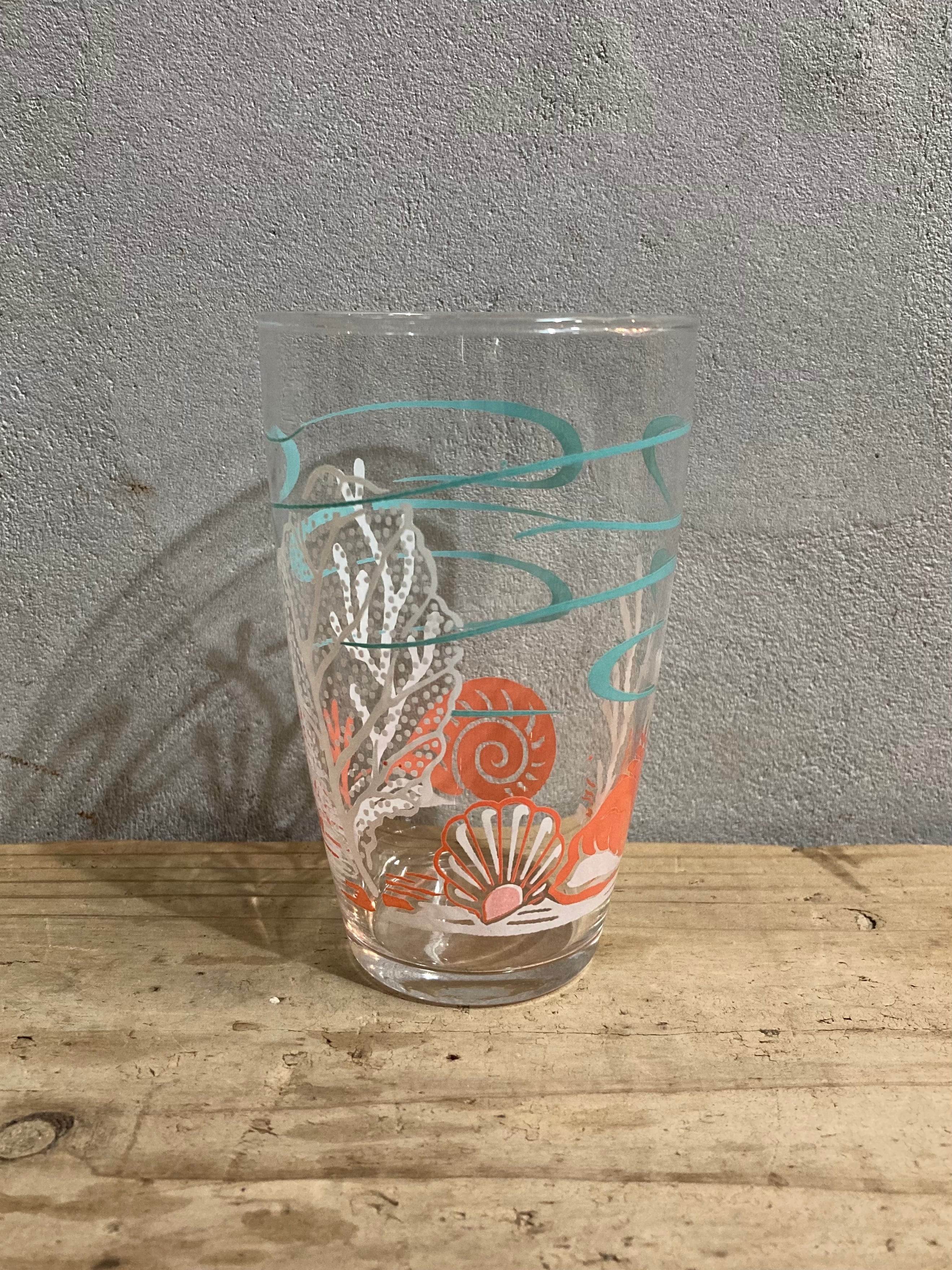 50s VINTAGE SEABED DESGIN GLASS (beady antiques)