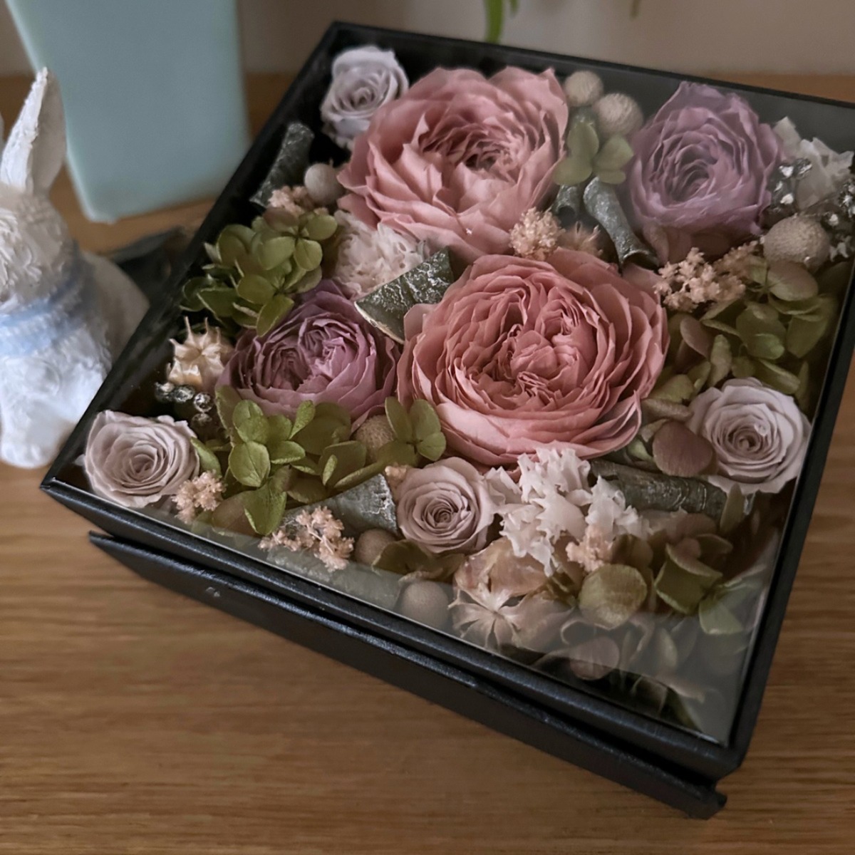 くすみピンクローズの上質フラワーボックス｜Preserved Flower Box