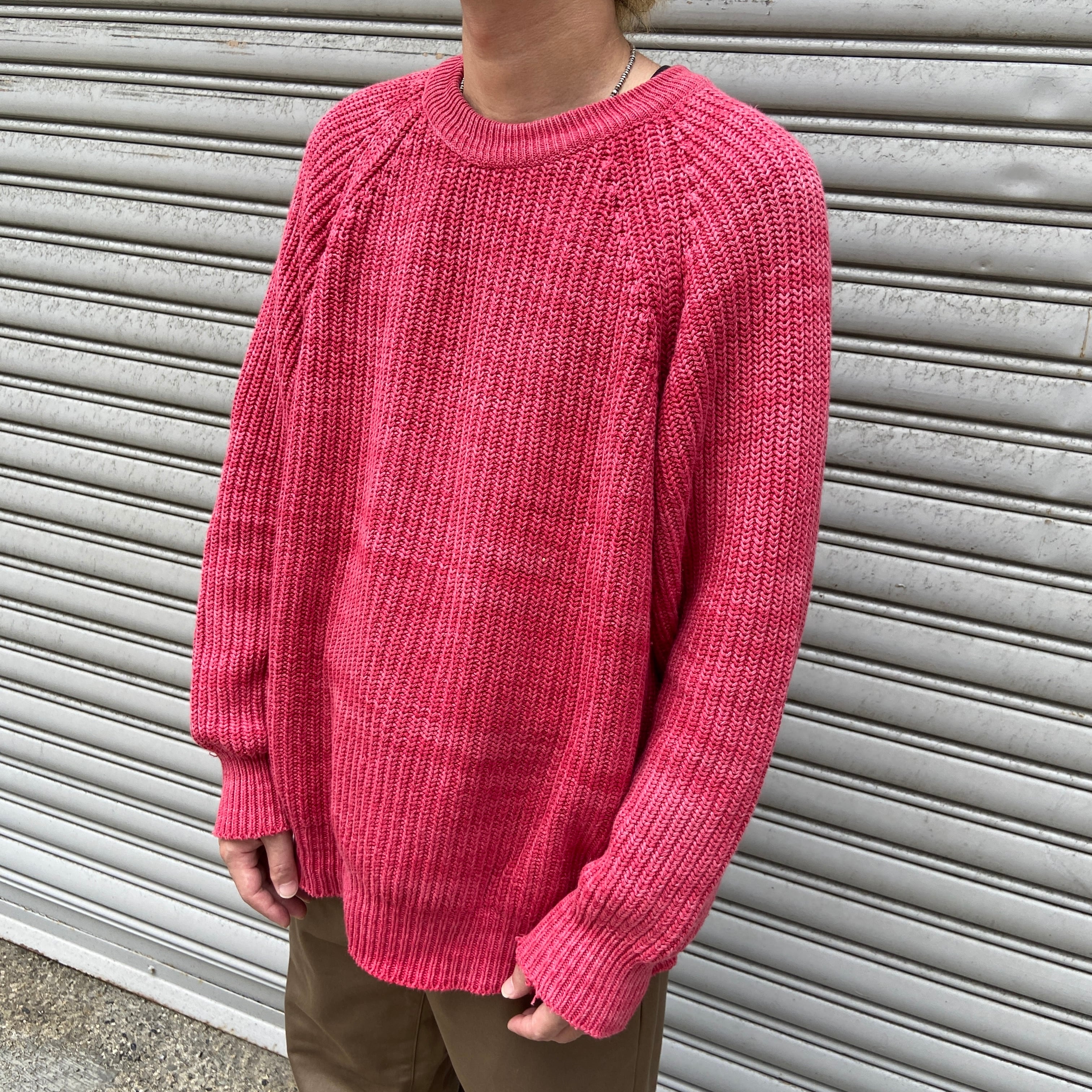 80s USA製 L.L.Bean コットンニット セーター 赤 L ビンテージ | 古着 