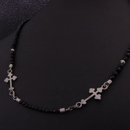 W CROSS Necklace Onyx 50cm