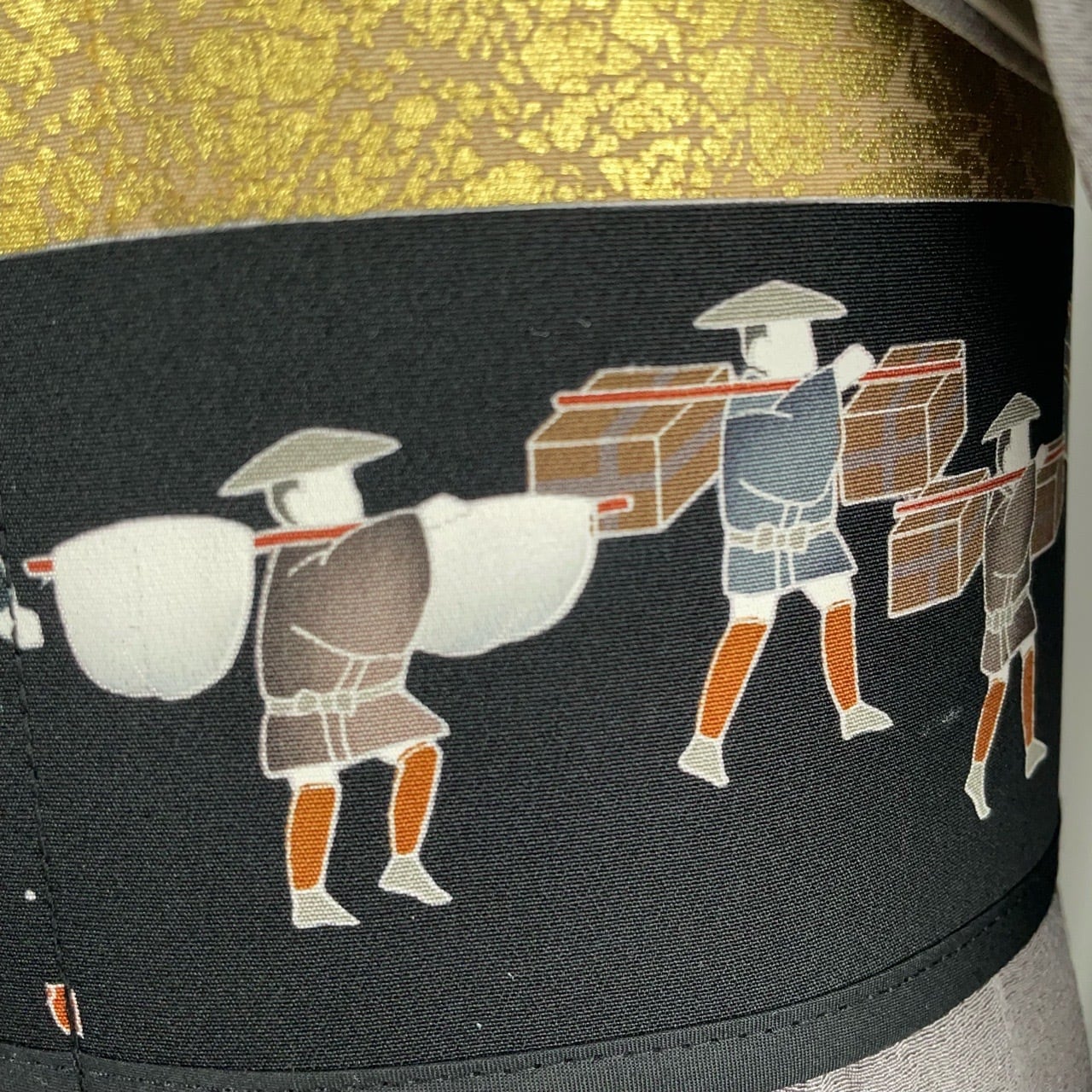 コルセット帯（大名行列・黒留袖より制作）Corset Obi(Daimyo's