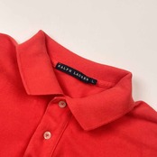 90s 00s RALPH LAUREN ラルフローレン ワンポイント 鹿の子 半袖 ポロシャツ L/朱色 レディース オールド