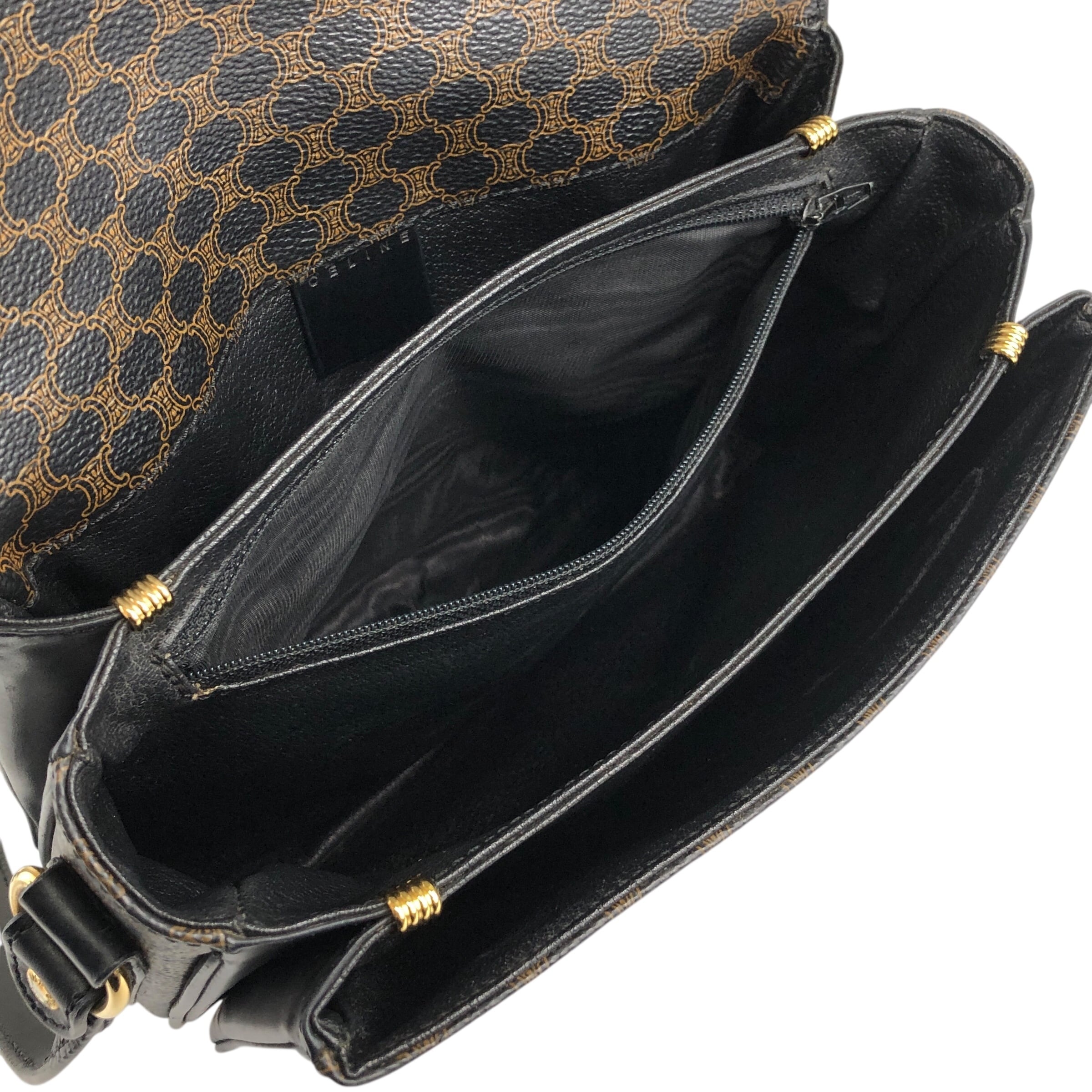 CELINE セリーヌ マカダム ショルダーバッグ ブラック フロント