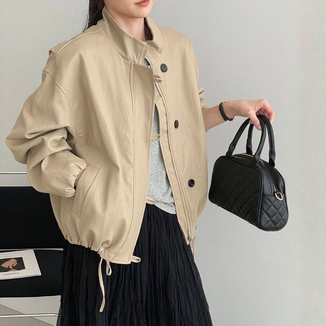 ジップアップ ゆったりPUジャケット　 N00269