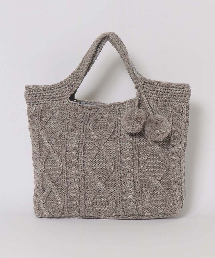 大人気シリーズ♪ポンポン付きニットバッグ グレー色 | フェリチタ EC SHOP