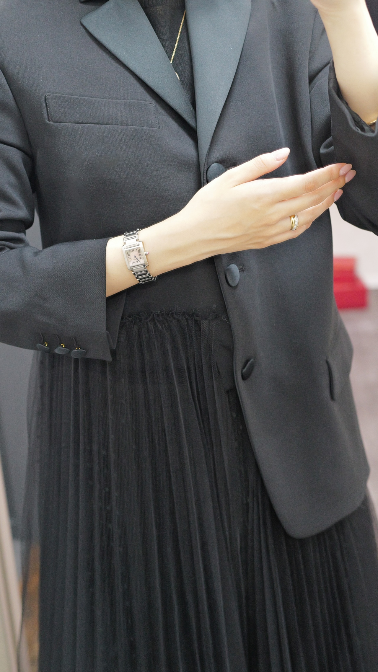 カルティエ タンクフランセーズ SM ピンクシェル文字盤