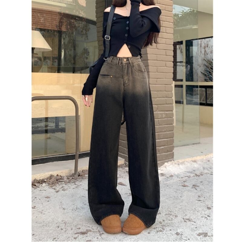 グラデーション ワイドレッグ ジーンズ 00189