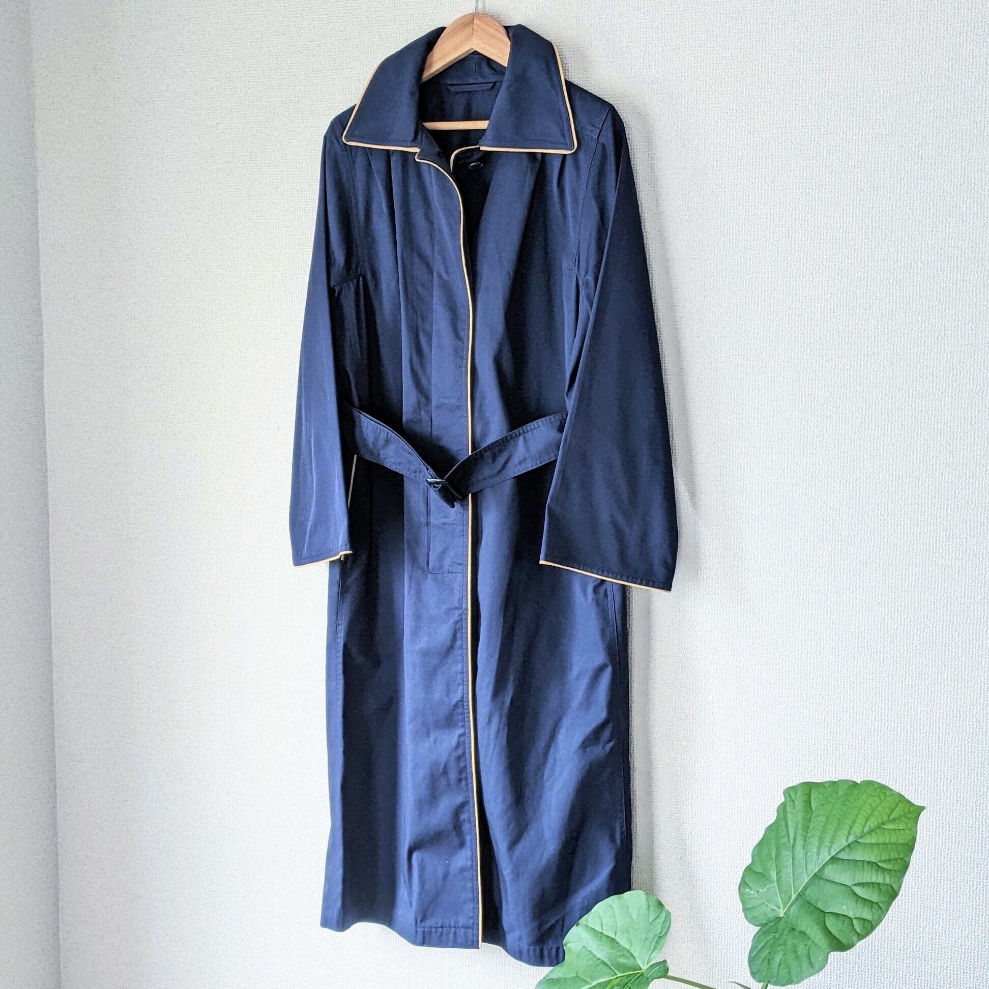 vintage】LANVIN PARIS ステンカラーコート 比翼仕立て パイピング