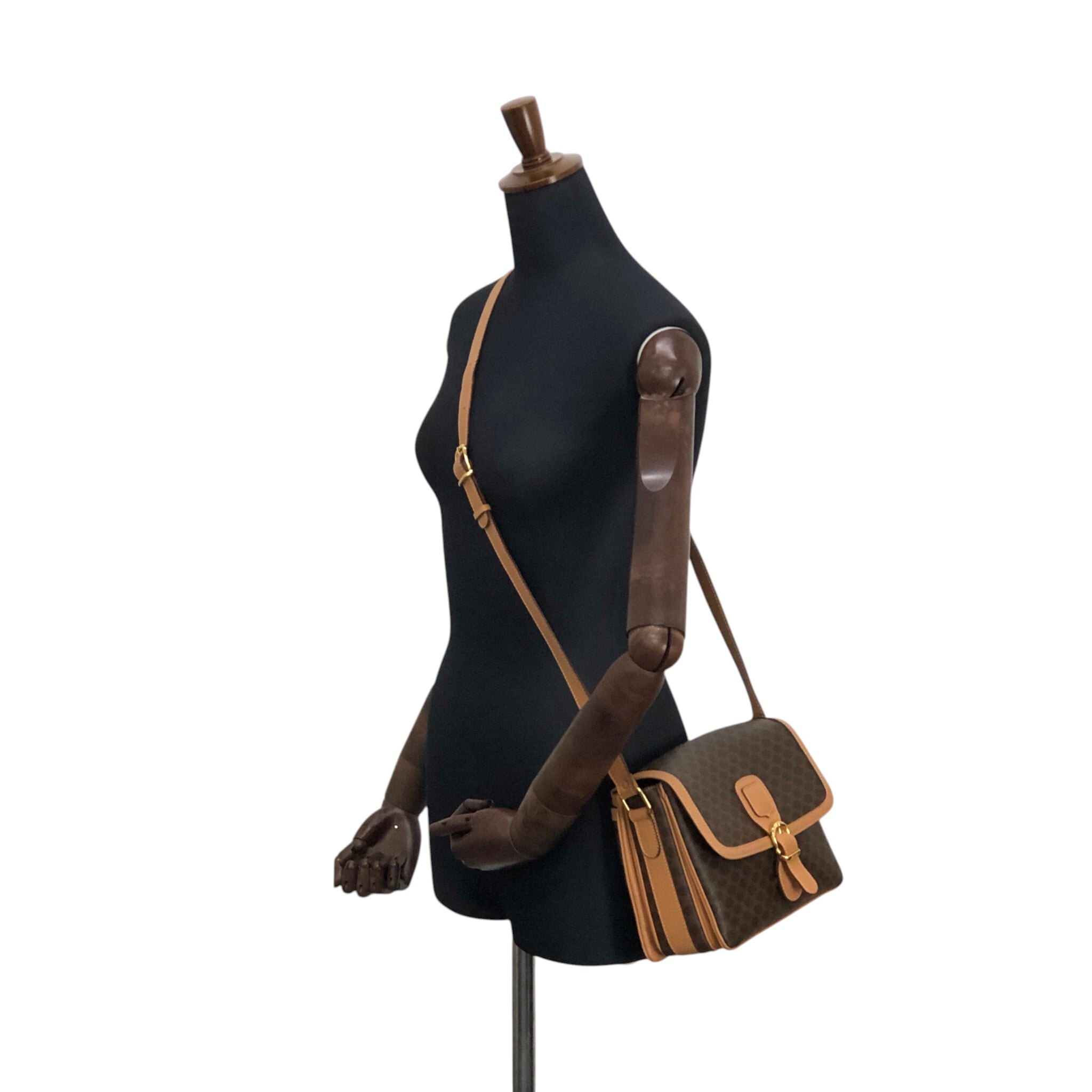 CELINE セリーヌ マカダム ショルダーバッグ ブラウン ブラゾン型押し