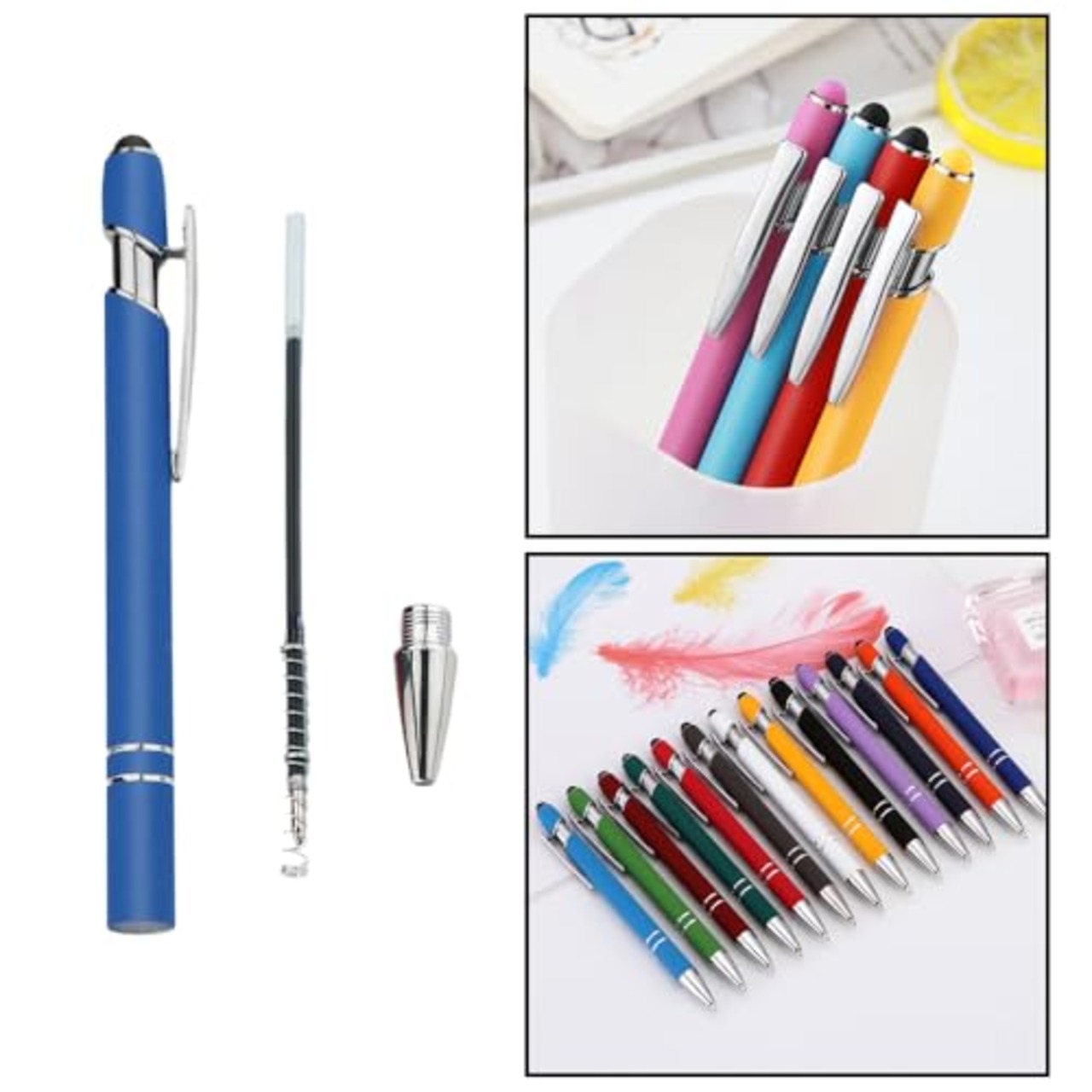 LIANHATA ボールペン 替え芯 20個 詰め替えインク 替芯 1.0mm ソフトタッチクリックスタイラスペン カスタムボールペン (ブラック)