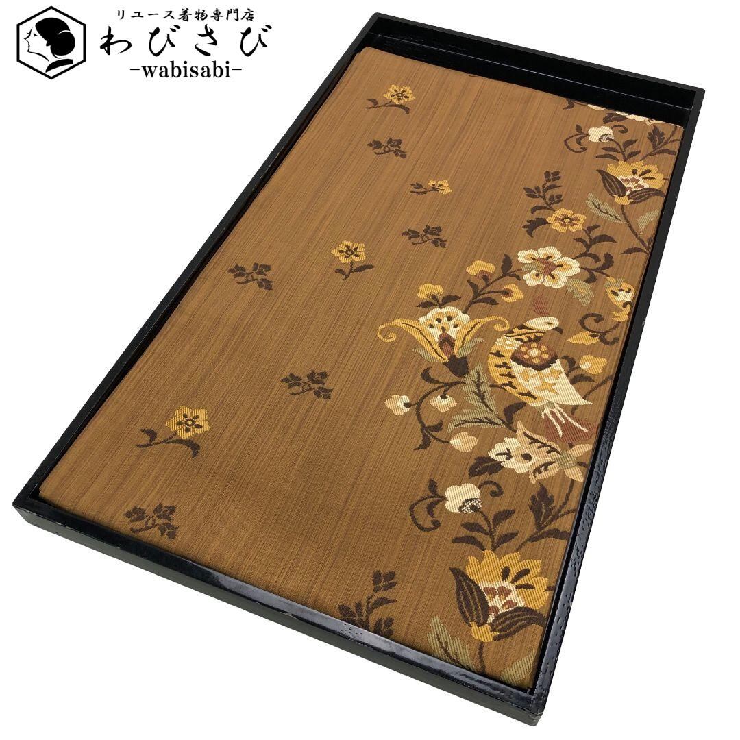 袋帯 作家物 友禅 牡丹の花模様 銀通し 灰白色 O-4568 袋帯 作家物 友禅 牡丹の花模様 銀通し 灰白色 O-4568 着物 きもの