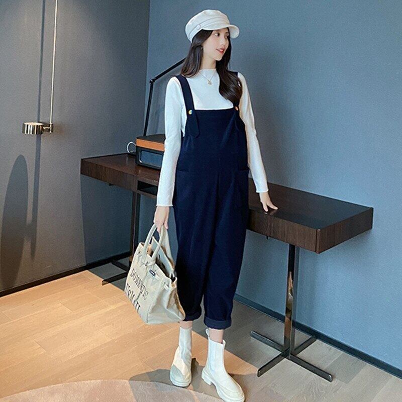 【新作】【送料無料】 12＃秋冬コーデュロイマタニティビブパンツ+ニットシャツセットスウィートジャンプスーツスーツ妊婦妊娠オーバーオール 大人ガーリー キュート カジュアル オータム 秋物 ウィンター 冬物 AL expec490699875439