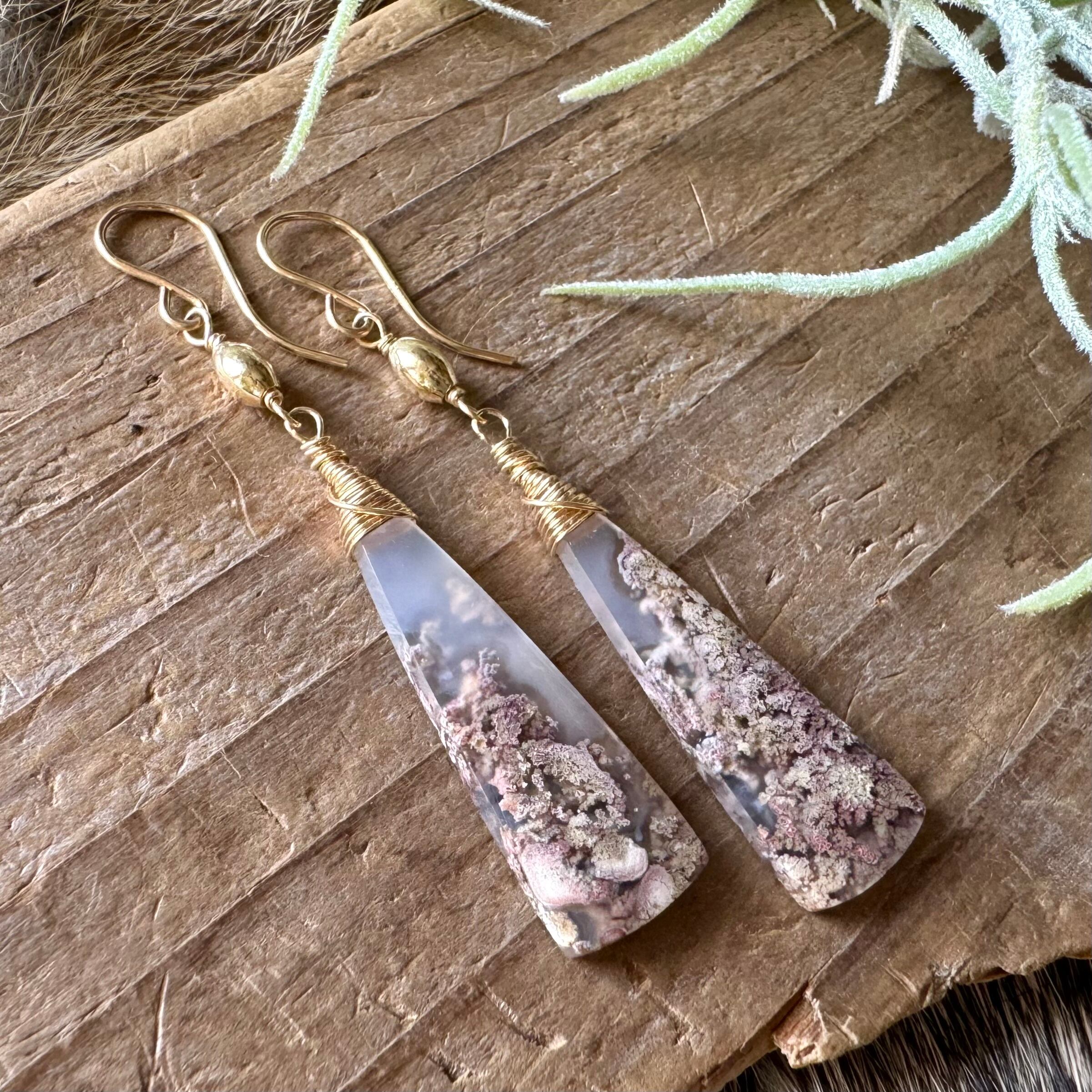 maumaumau 14kgf レッドモスアゲートピアス 14kgf モスアゲート ピアス