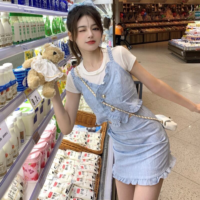 サマースタイルハイウェストウェストAラインスカート 夏物 ハンチェンe18660692543