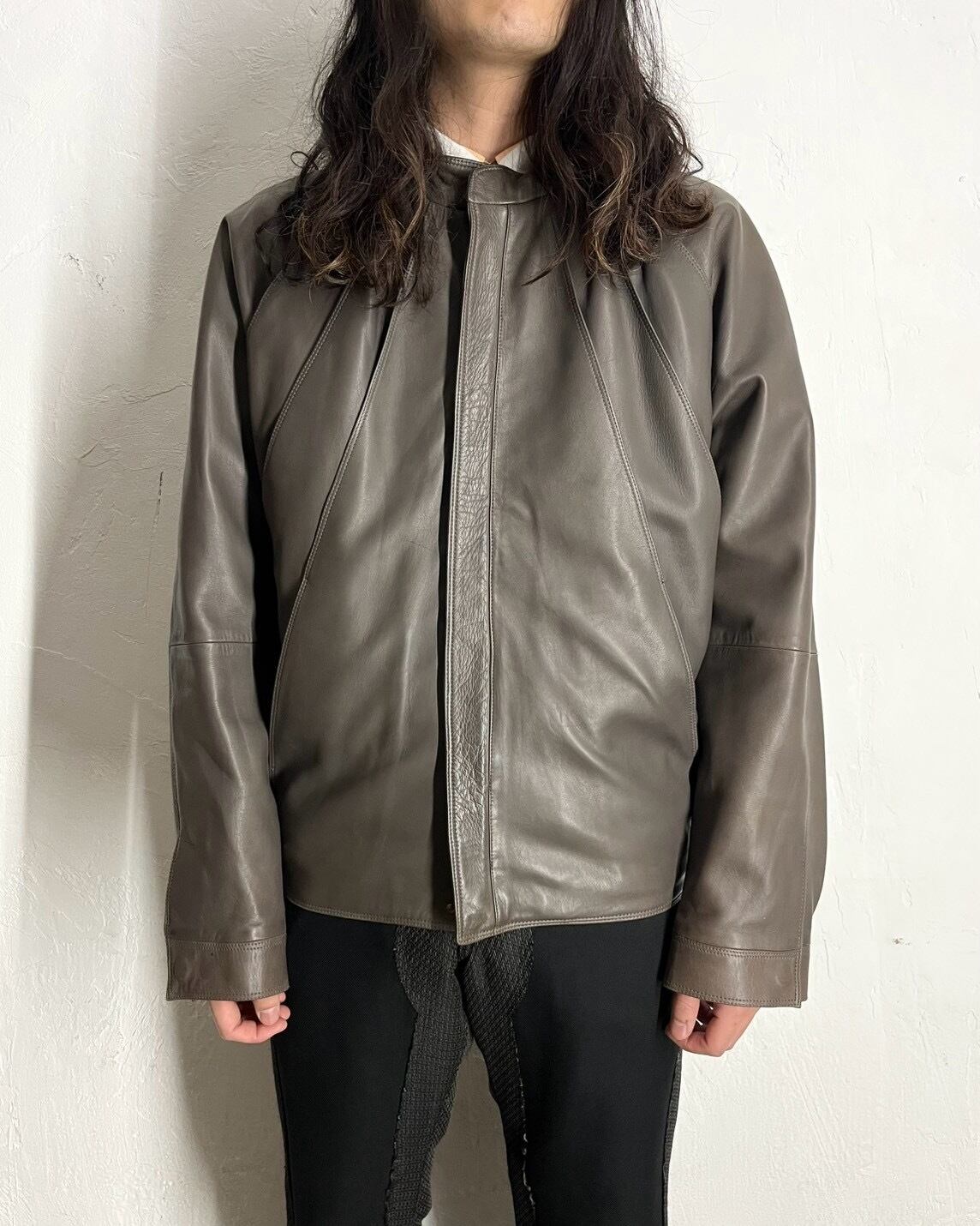 80s GIANNI VERSACE Tac Design Sheep Skin Leather Blouson ITALY製
