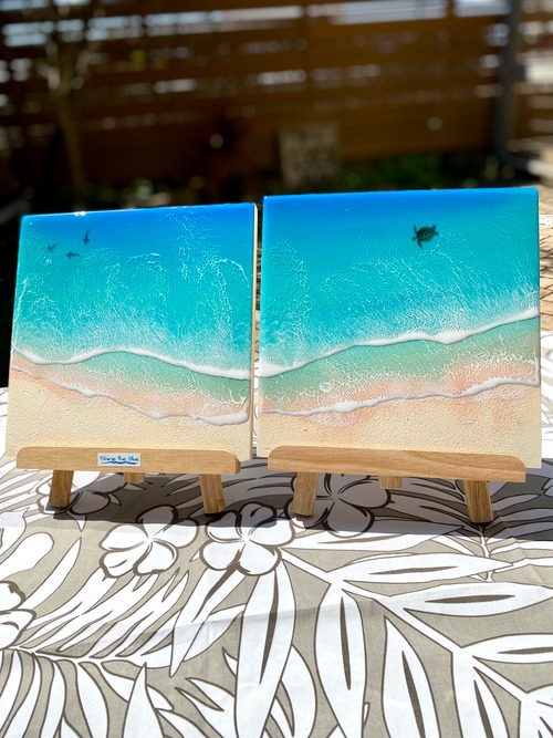 オーシャンレジンアート2連パネル