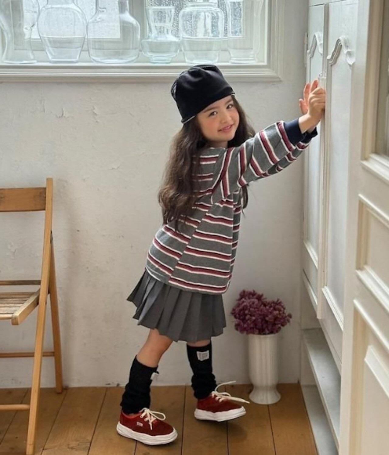 韓国子供服 / 26Autumn / MINIMAL / イブバイカラーストライプTシャツ/ 秋服 *S~JM*