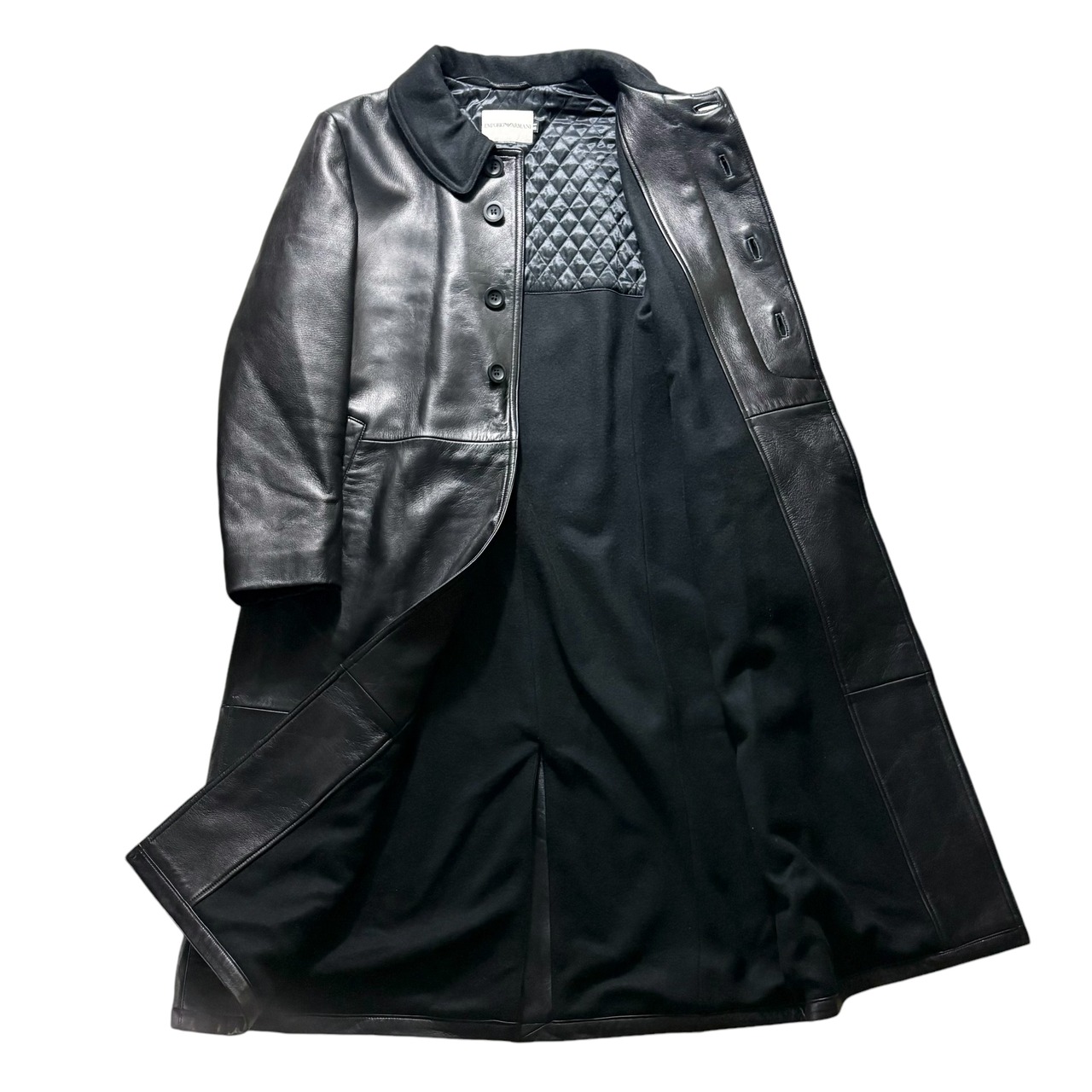 EMPORIO ARMANI black leather coat