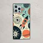 受注生産 iPhoneケース 惑星と星のレトロ宇宙柄｜惑星モチーフ RFSP011C