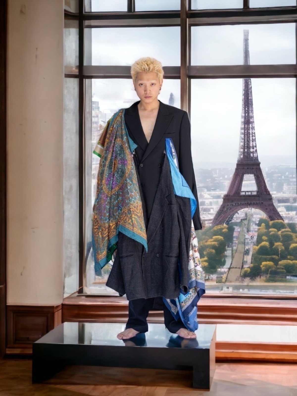 4 jacket docking drape scarf coat | saikouchiku