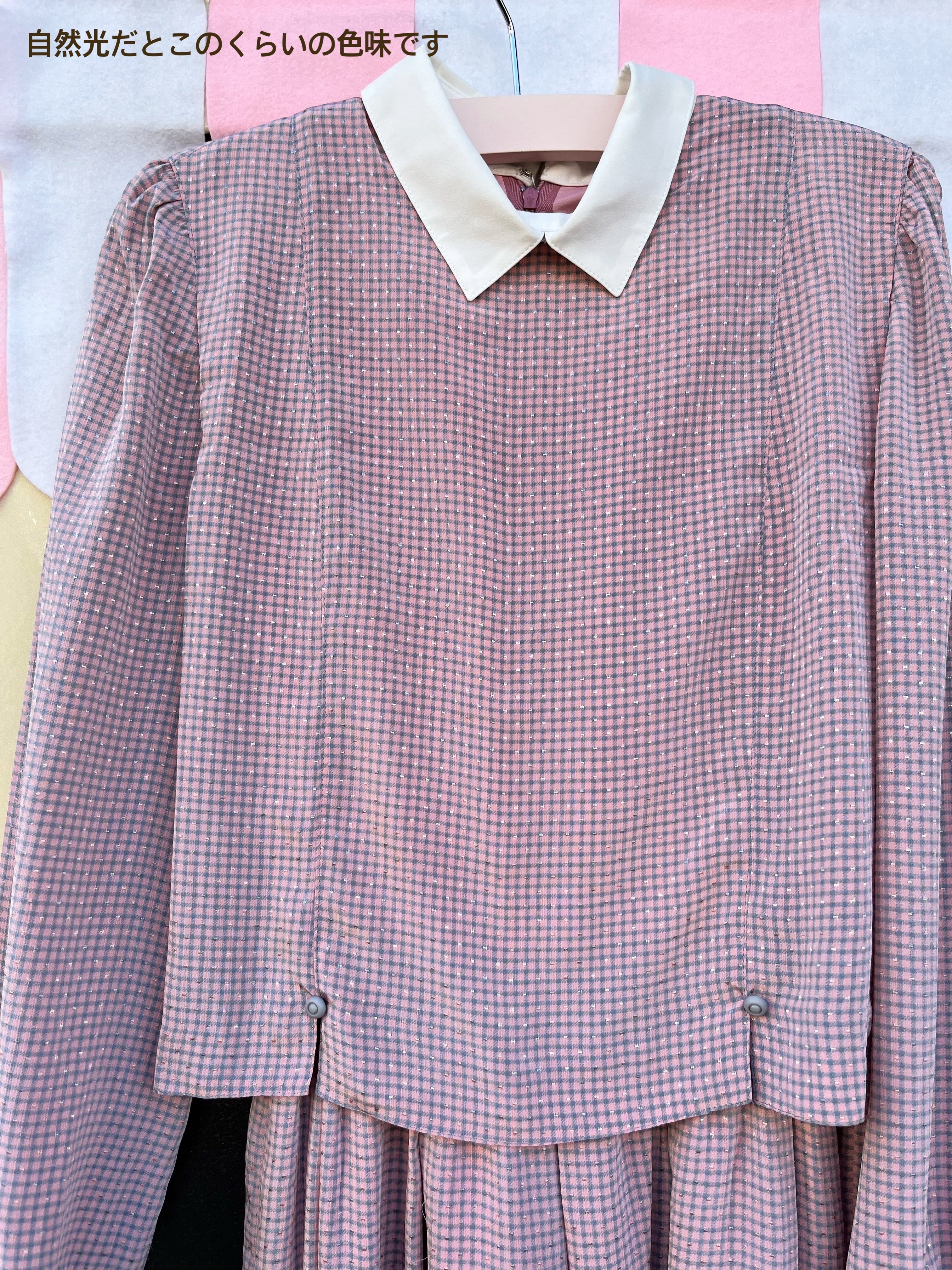 pink check separate one-piece