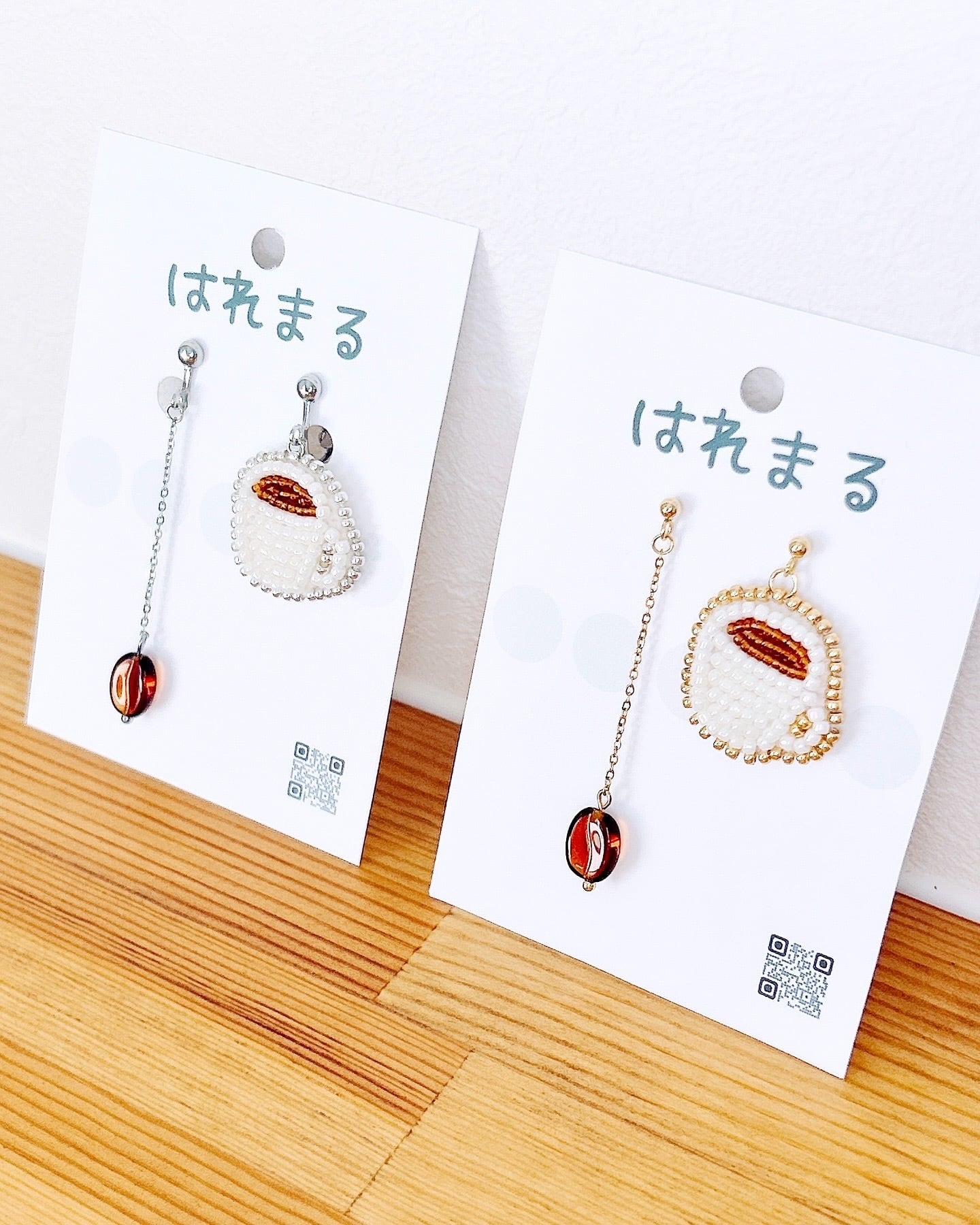コーヒー豆ゆらゆらピアス／イヤリング | はれまる