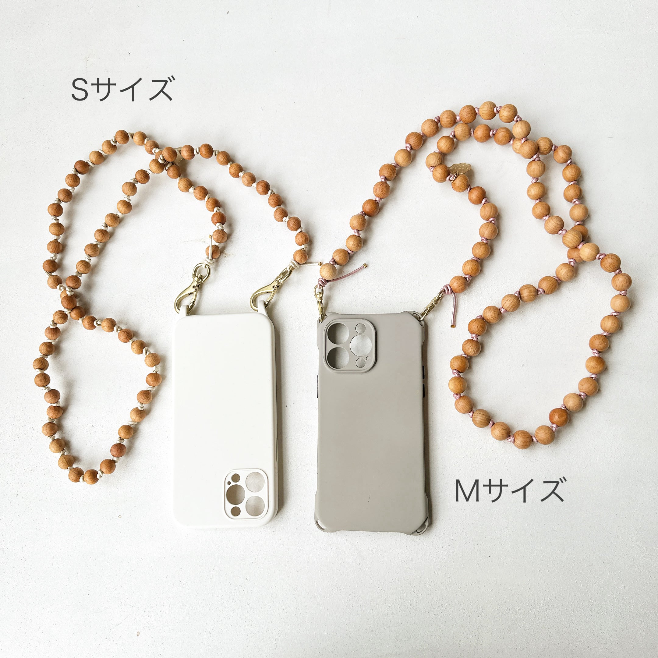 Sサイズ12mm） ステッチ本革 WOOD BALL STRAP | dottodot-works