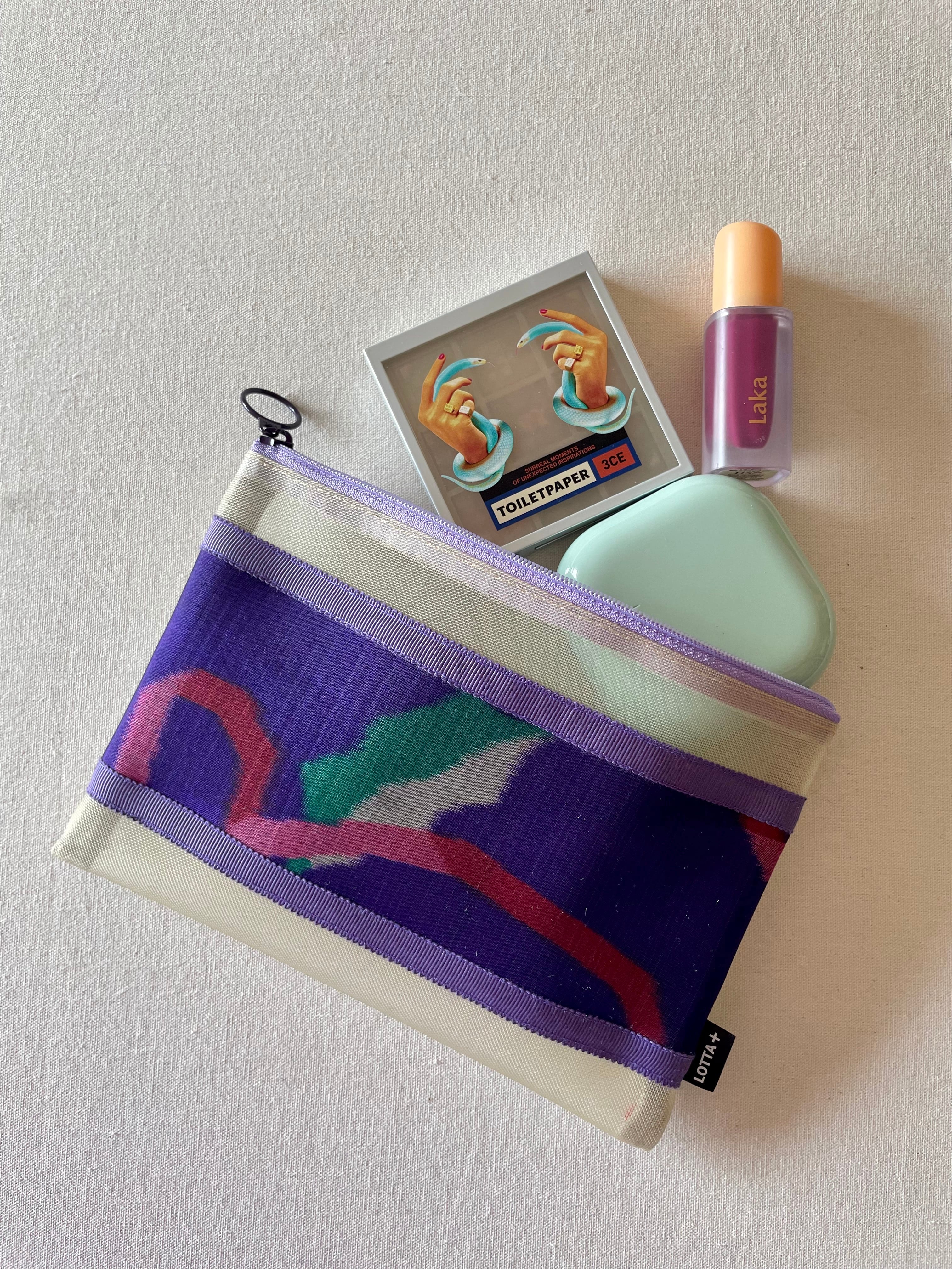 銘仙メッシュポーチS・紫・カラフル葉 | LOTTA