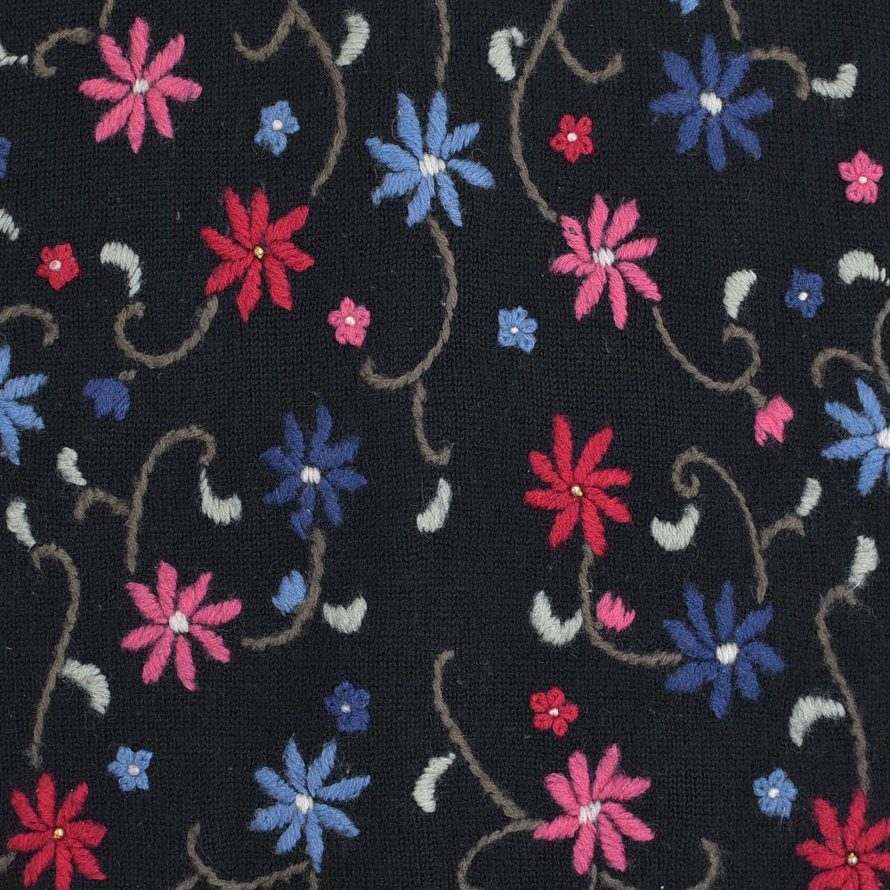 80～90s Bel-Sogno お花 総刺繍デザイン ウールニットカーディガン