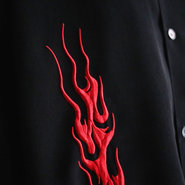 fire pattern embroidery design loose h/s shirt