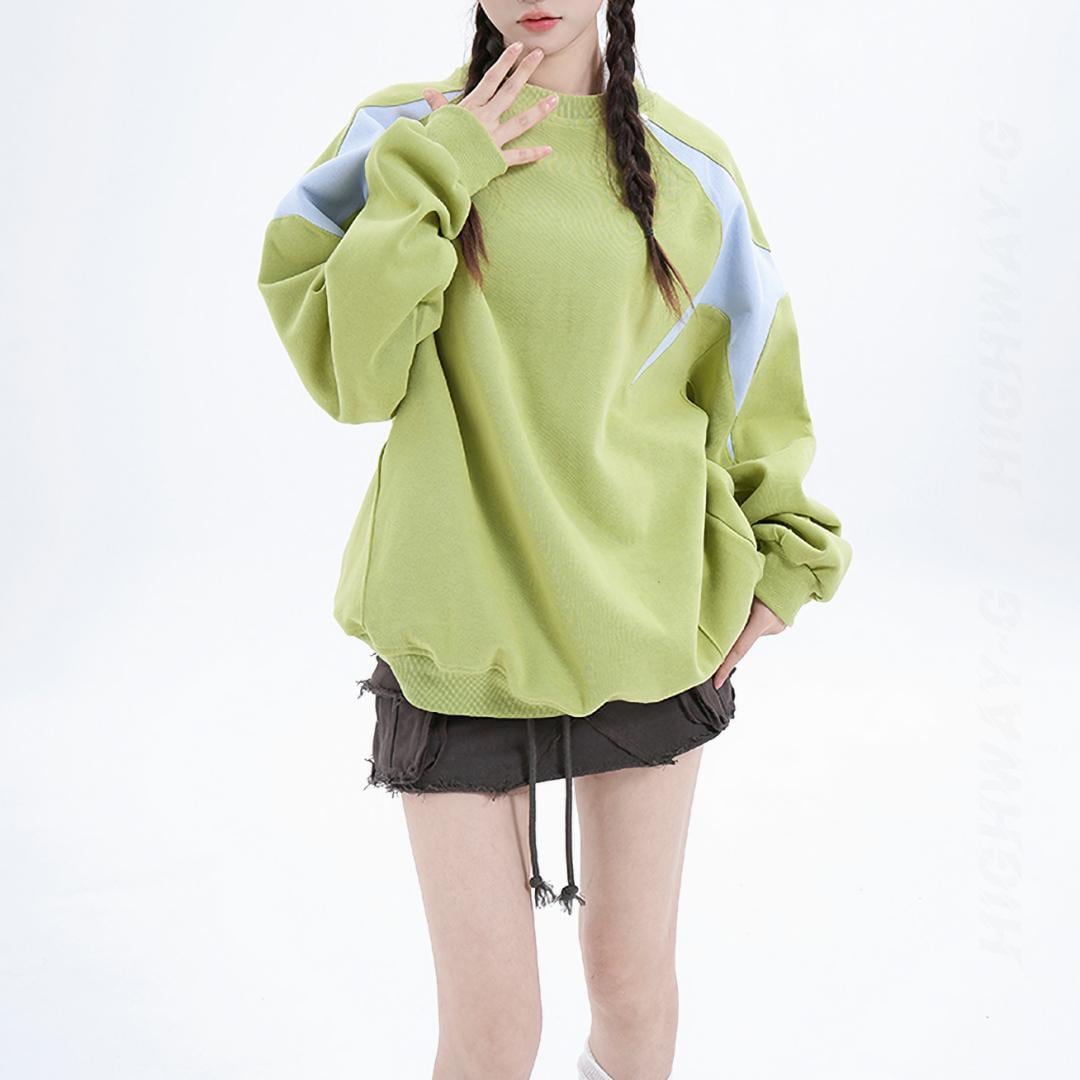 バイカラーラウンドネックトレーナー（全2色） / HWG1326 | HiGHWAY-G