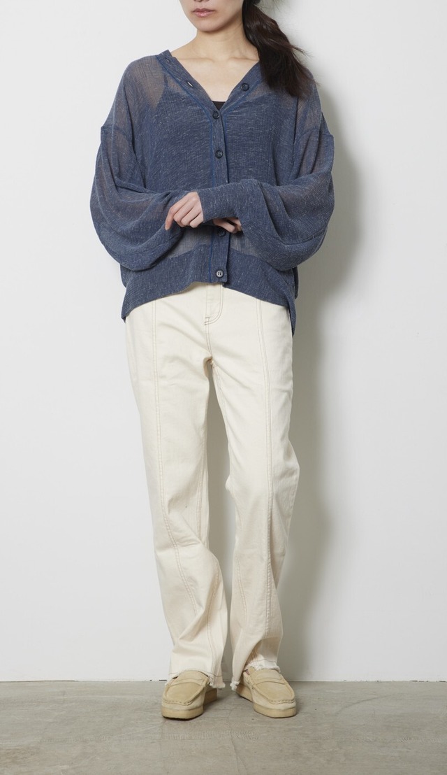 Sheer linen V/N cardigan