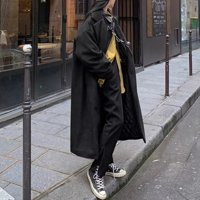 【ダブルブレストオーバーサイズマキシ丈ジャケット 】P02141