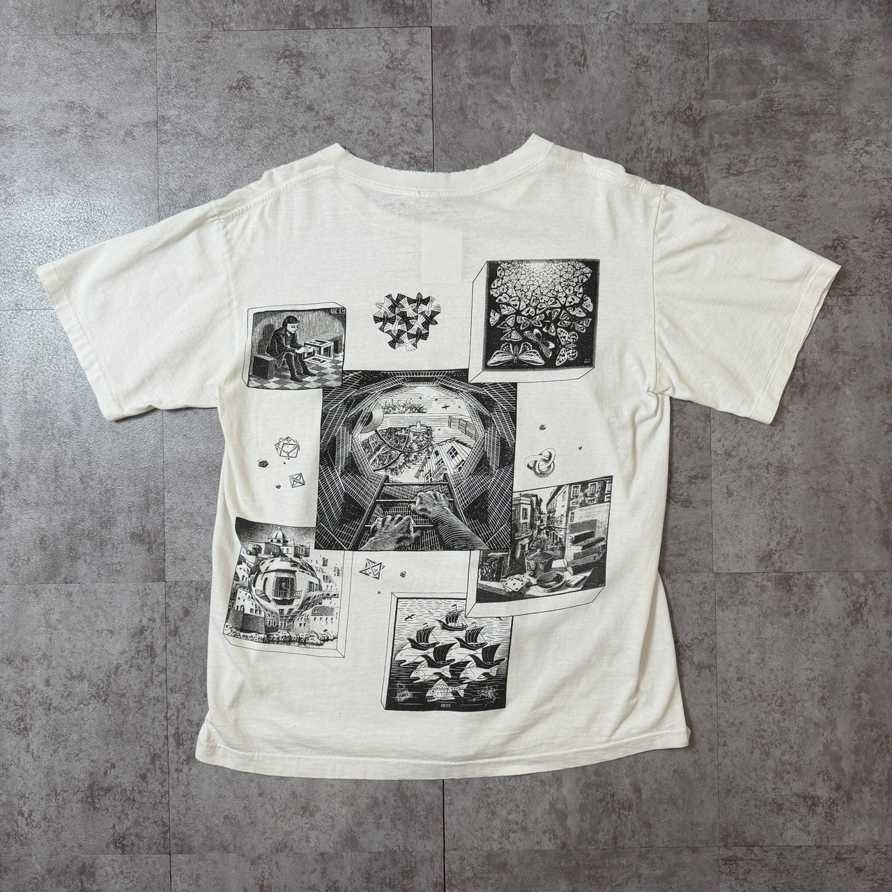 90's M.C.Escher "Multi" Printed T-Shirt USA ANDAZIA ART 90年代 エッシャー マルチプリント Tシャツ アメリカ ヴィンテージ ビンテージ だまし絵 アート TT2026-0001 - 2