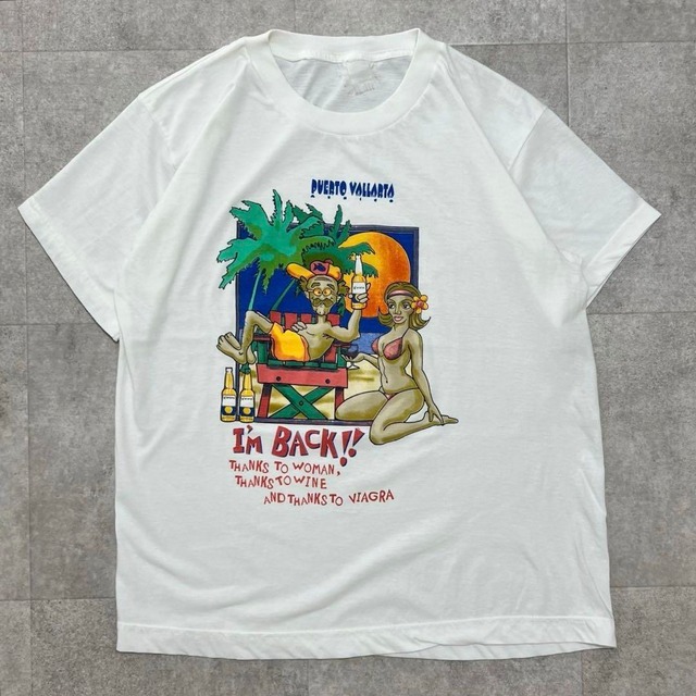 90s エロT ジョークT ユーロビンテージ　半袖　tシャツ 白　ホワイト　古着