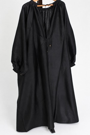 【BUNON】 Ribbon Gather Dress / Black